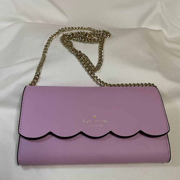 Kate Spade Gemma-Smooth Leather wallet on chain/crossbody in Lavender - Picture 2 of 15